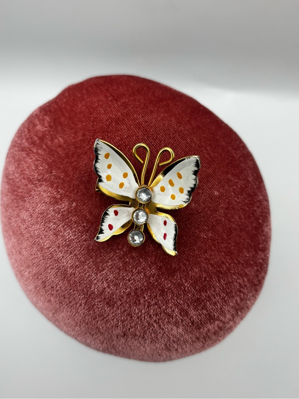 VTG Coro Signed Polka Dot Enameled Butterfly Brooch